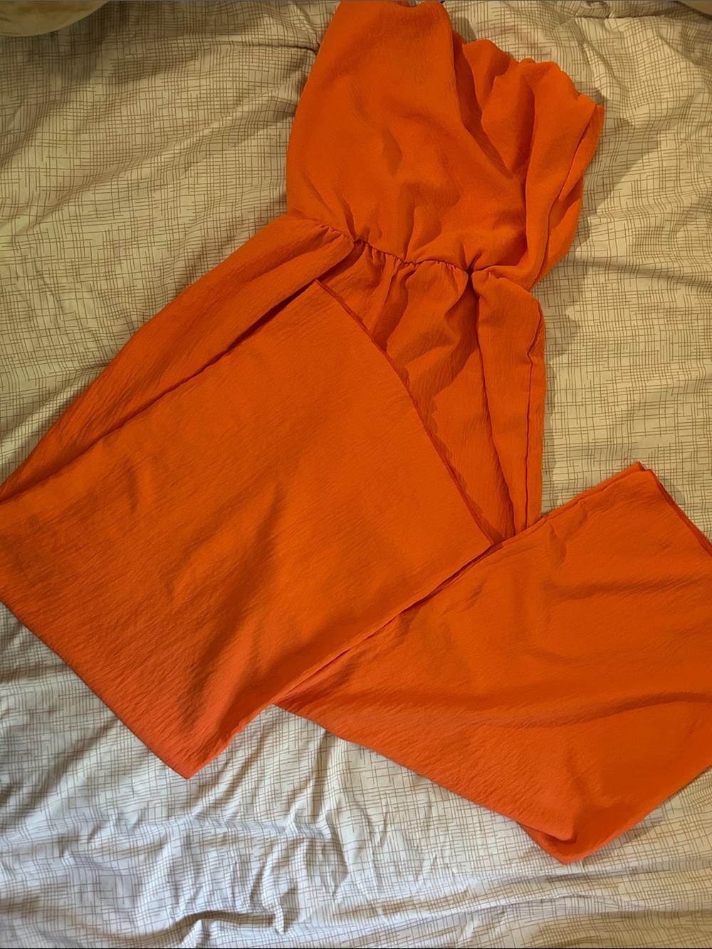 See You Monday- Strapless Wide-Leg Jumpsuit in Bright Orange